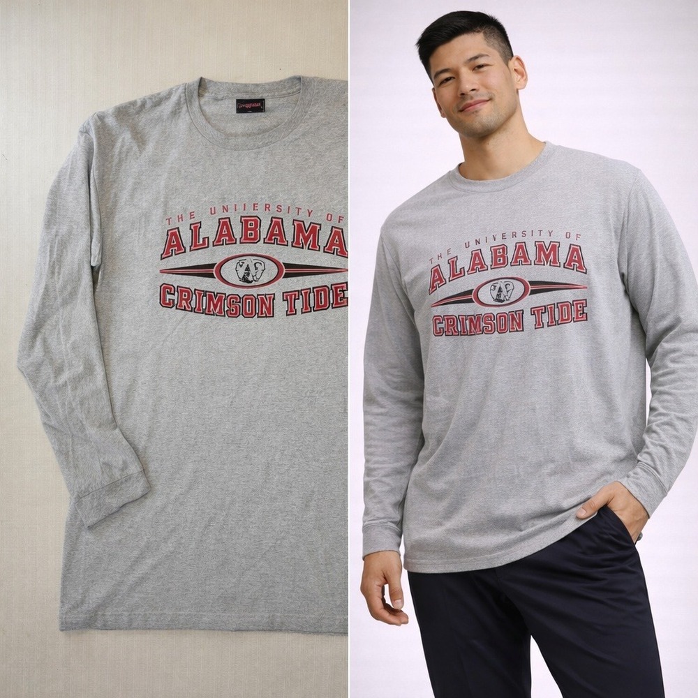 Vintage JanSport Alabama Crimson Tide‎ Long Sleeve T-Shirt Mens Large Gray NCAA